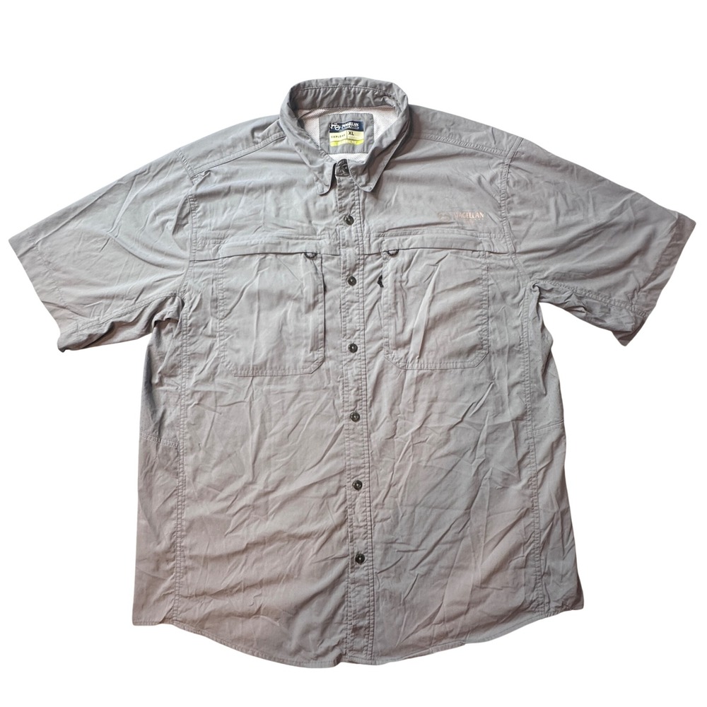 Magellan Fishing Shirt Mens XL Gray Explore Pro Classic Fit Short Sleeve Button